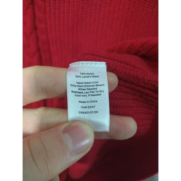 Talbots Sweater Womens 2X Red Lambs Wool Blend Pullover Crew Neck Cable Knit - Picture 6 of 7
